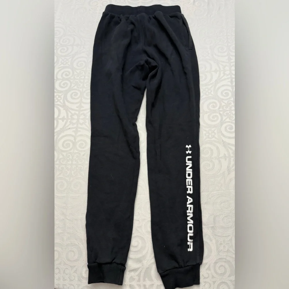 Under Armour Athletic Black Jogger Sweatpants Elastic Ribbed Waistband Men Small - Picture 9 of 10